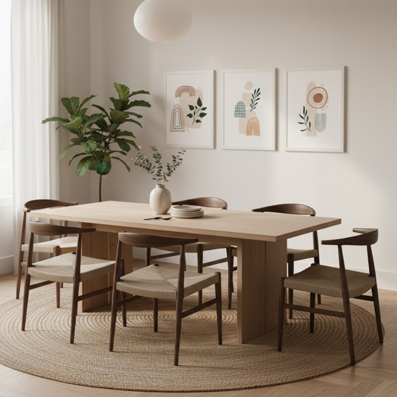 Zestaw 3 plakatów na ścianie z motywem roślinnym, abstrakcja